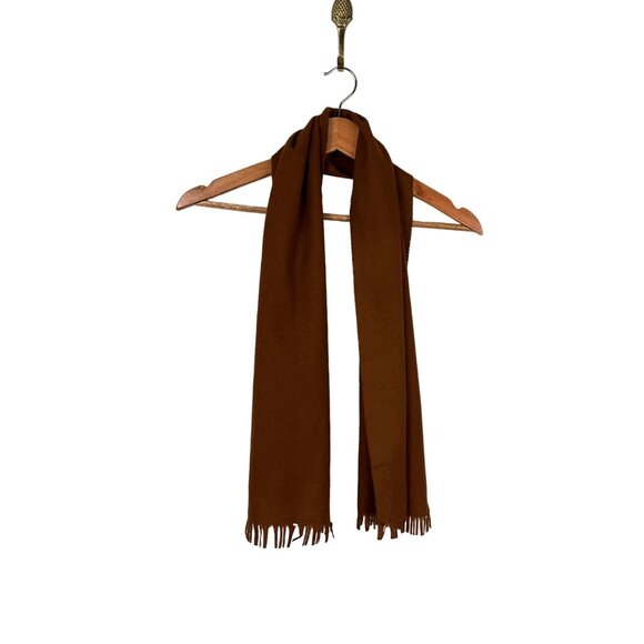 Vintage Jorsyth Solid Brown Imported Pure Wool Scarf 49" x 12" - Picture 1 of 5